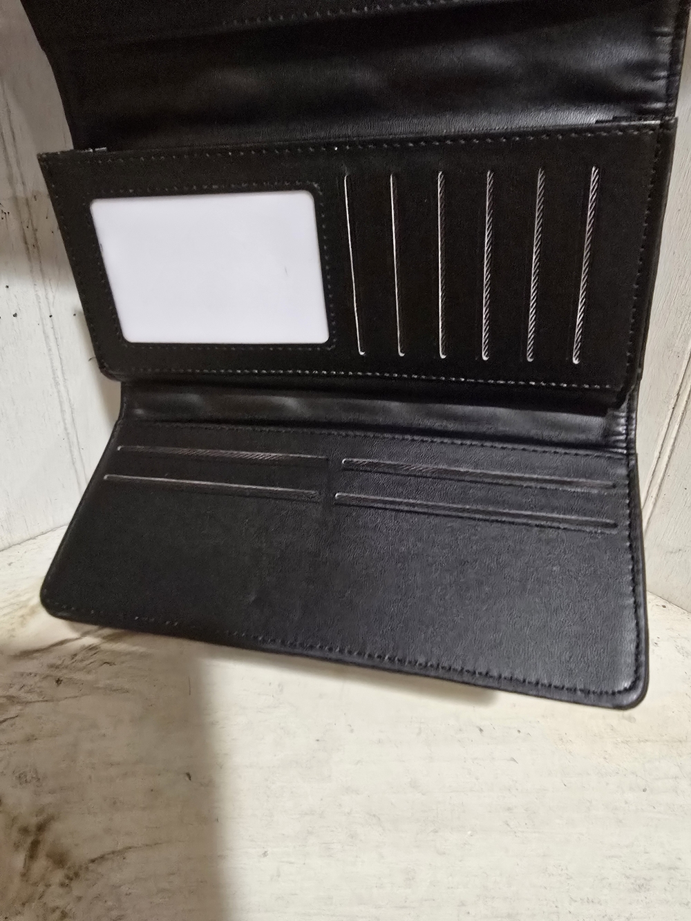 Ello Black Quilted Long Wallet with ID Window
